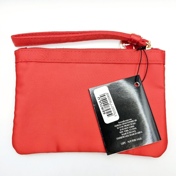 Giorgio Armani Red Wristlet Pouch Makeup Bag Gift NWT - Picture 3 of 5